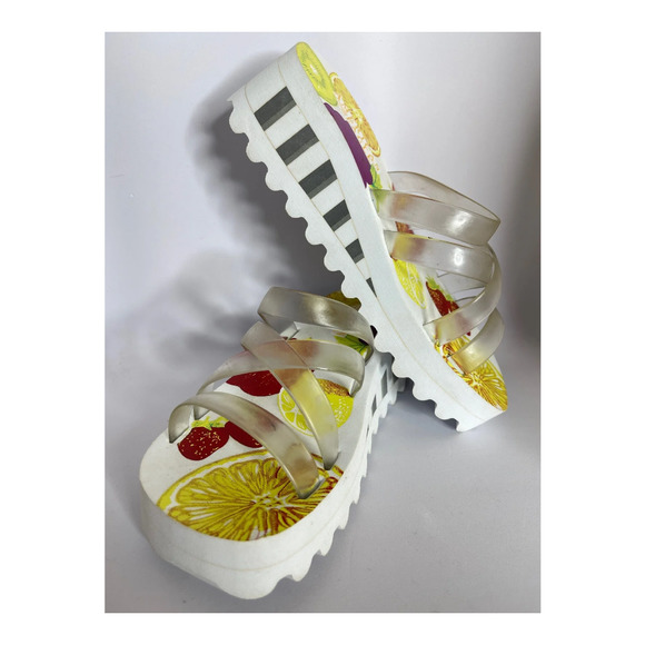 Vintage y2k 90s American Eagle Chunky Platform Wedges White Fruit  6 - Picture 7 of 9